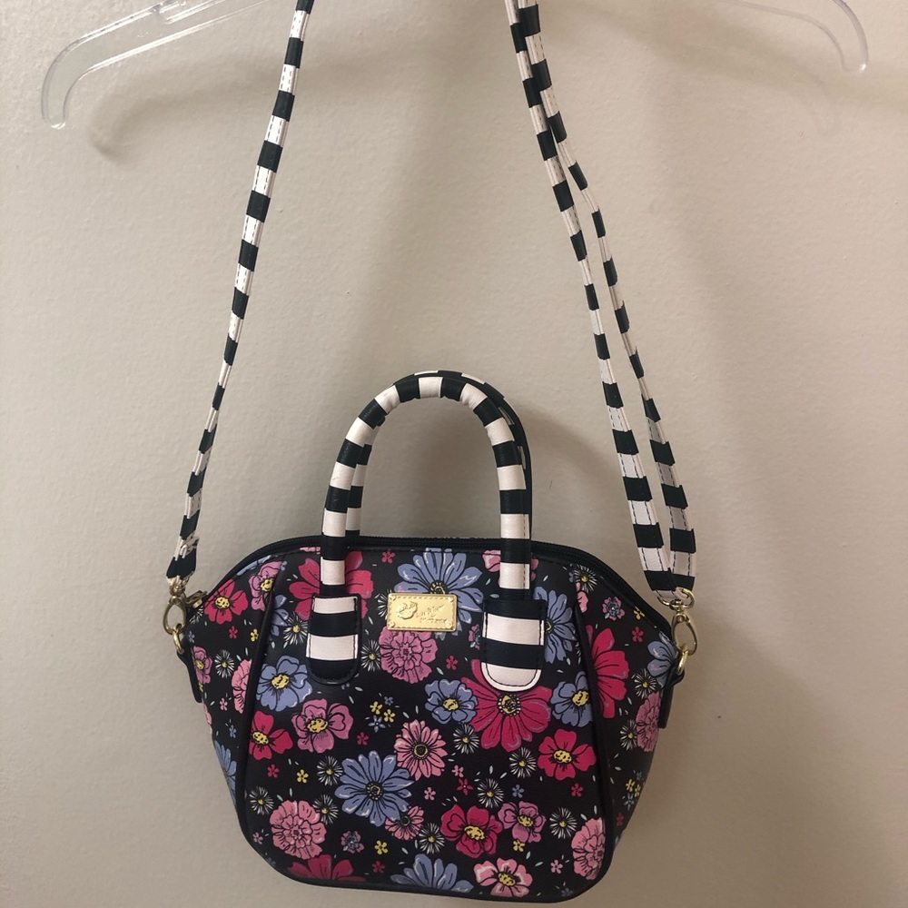 Betsey Johnson floral & stripes purse.